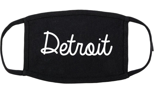 Detroit Michigan MI Script Cotton Face Mask Black