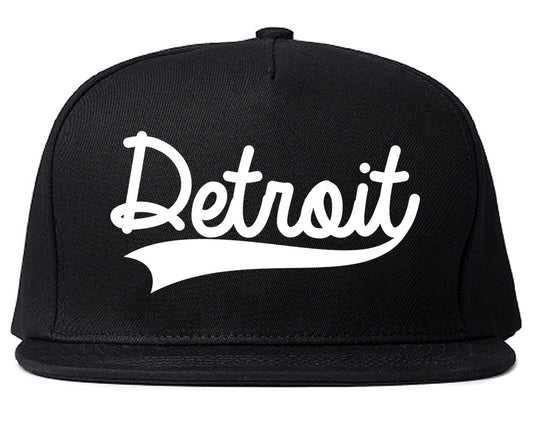 Detroit Michigan Old School Varsity Logo Mens Snapback Hat Black
