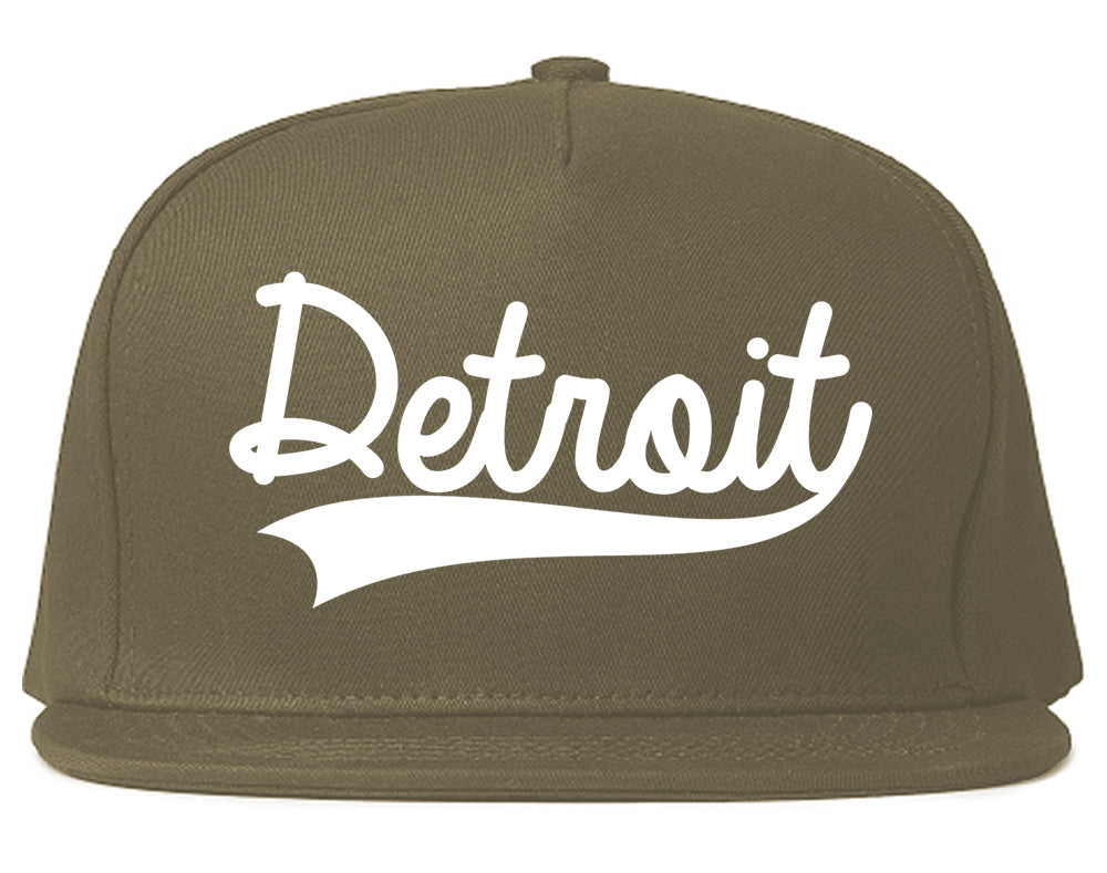 Detroit Michigan Old School Varsity Logo Mens Snapback Hat Grey