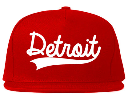 Detroit Michigan Old School Varsity Logo Mens Snapback Hat Red