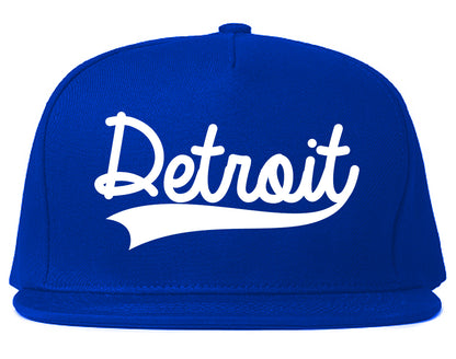 Detroit Michigan Old School Varsity Logo Mens Snapback Hat Royal Blue