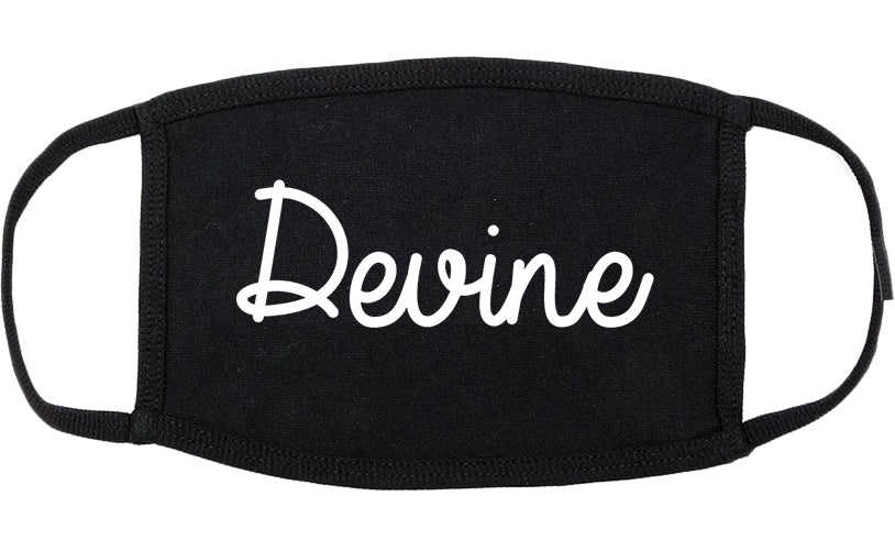 Devine Texas TX Script Cotton Face Mask Black