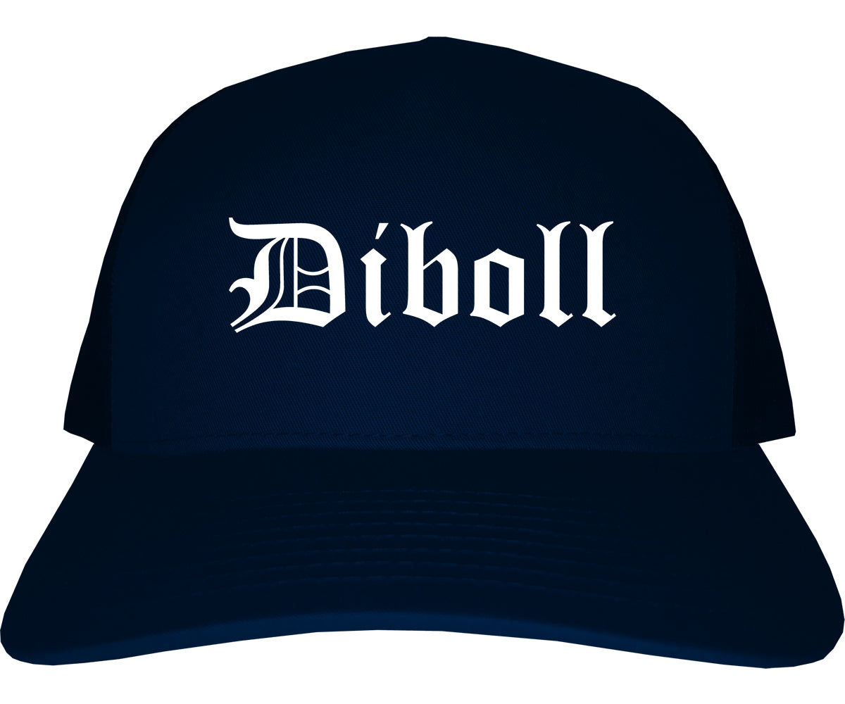 Diboll Texas TX Old English Mens Trucker Hat Cap Navy Blue