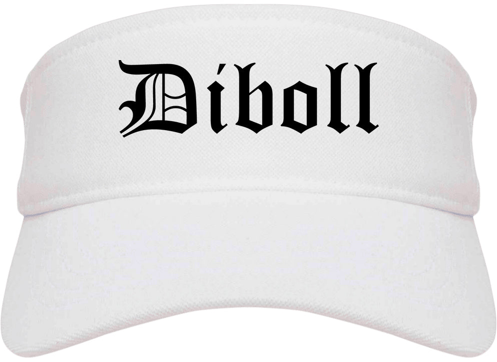 Diboll Texas TX Old English Mens Visor Cap Hat White