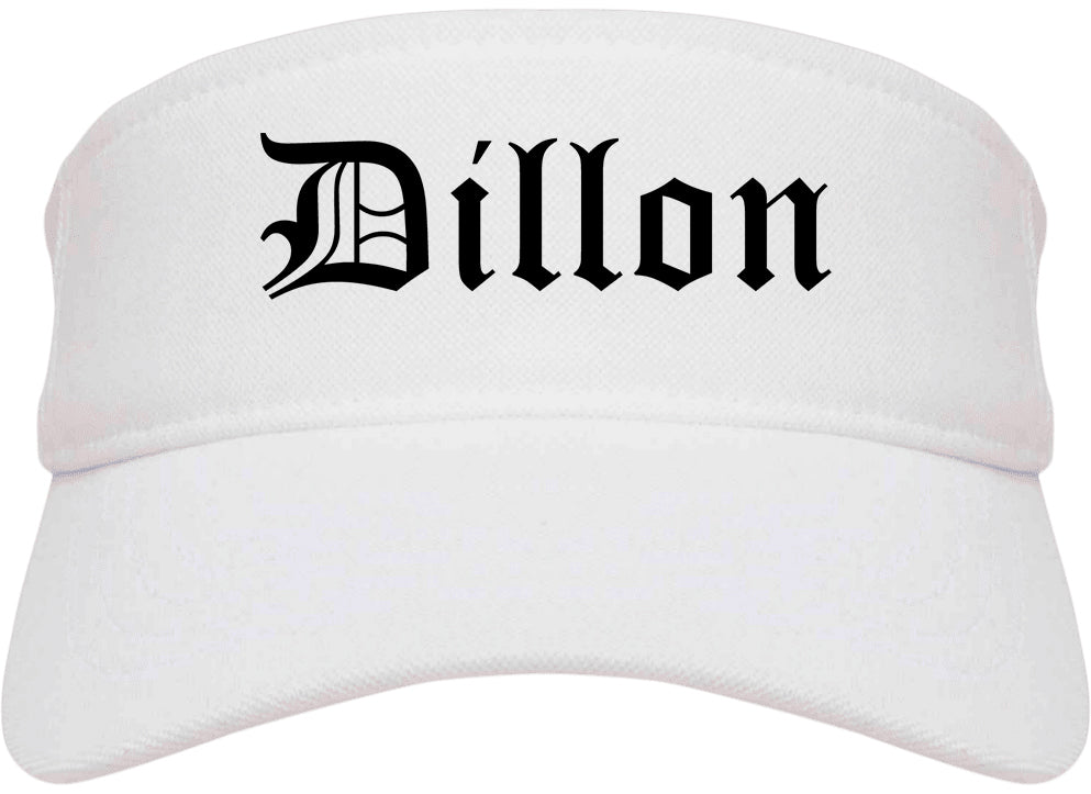 Dillon South Carolina SC Old English Mens Visor Cap Hat White