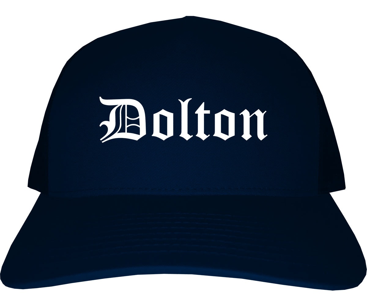 Dolton Illinois IL Old English Mens Trucker Hat Cap Navy Blue