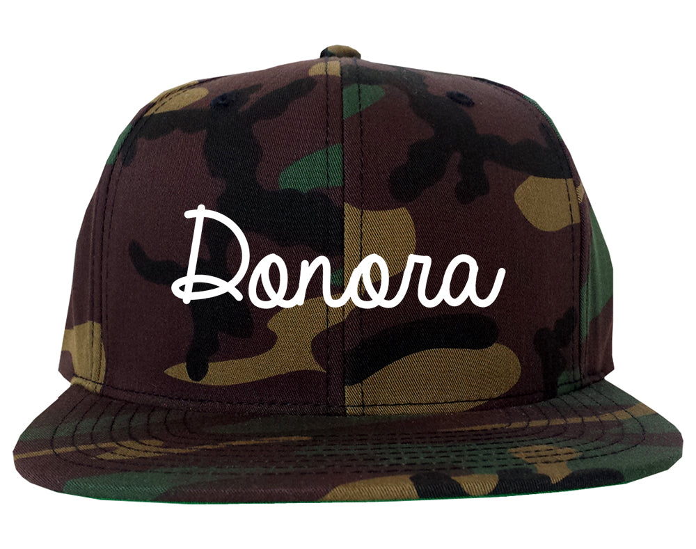Donora Pennsylvania PA Script Mens Snapback Hat Army Camo