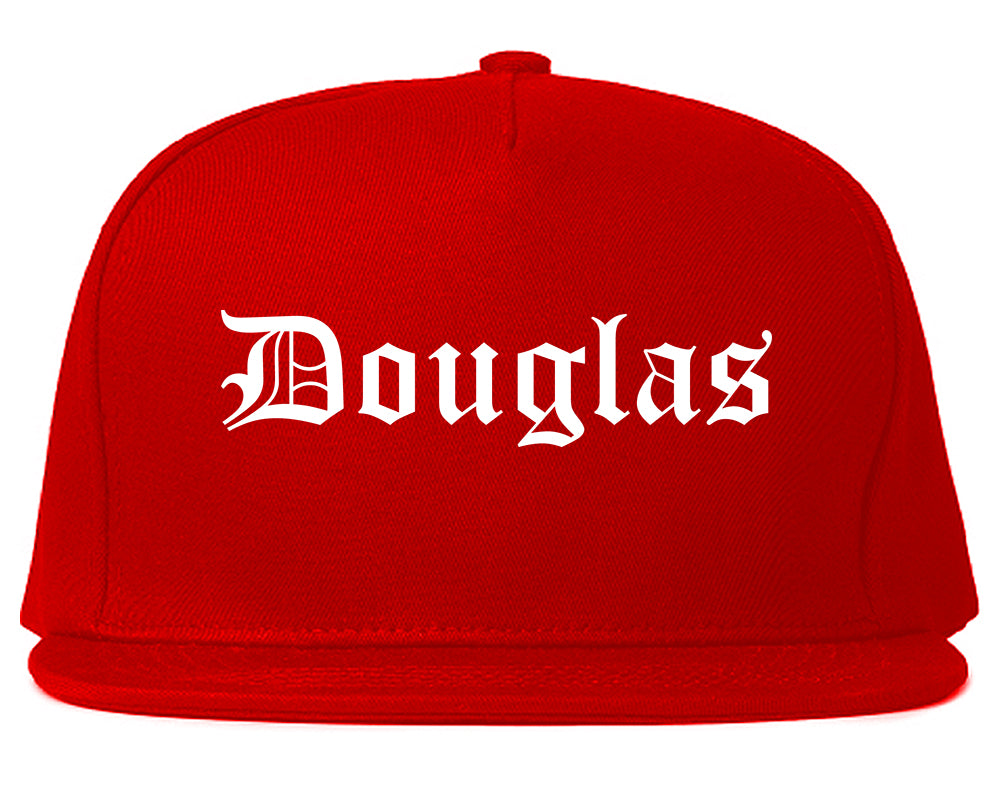Douglas Wyoming WY Old English Mens Snapback Hat Red