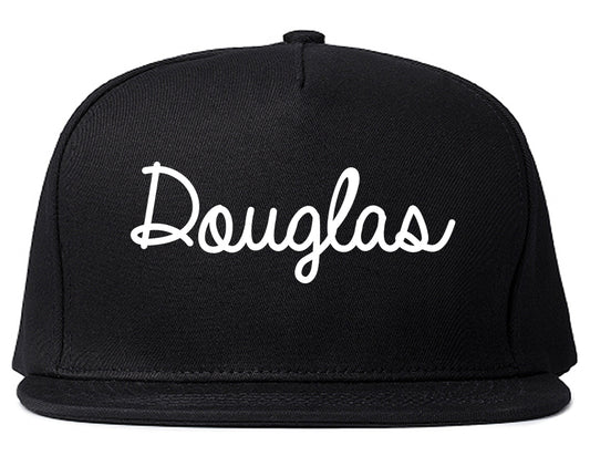 Douglas Wyoming WY Script Mens Snapback Hat Black