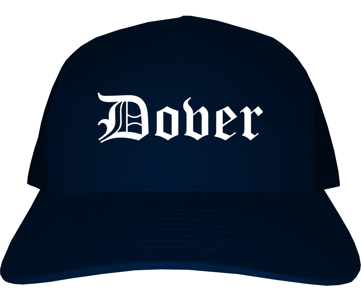 Dover New Hampshire NH Old English Mens Trucker Hat Cap Navy Blue