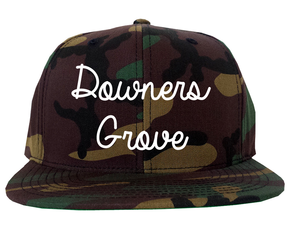 Downers Grove Illinois IL Script Mens Snapback Hat Army Camo