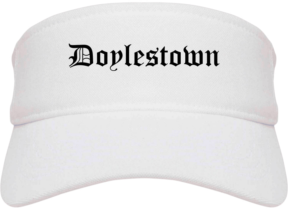 Doylestown Pennsylvania PA Old English Mens Visor Cap Hat White