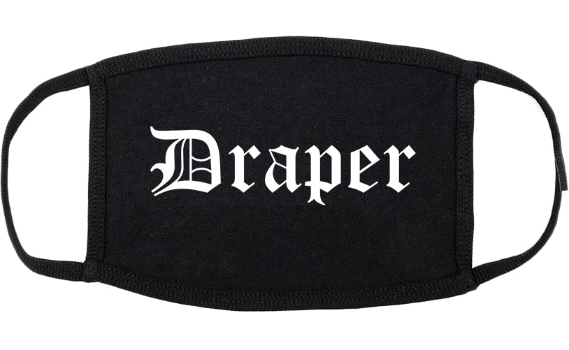 Draper Utah UT Old English Cotton Face Mask Black