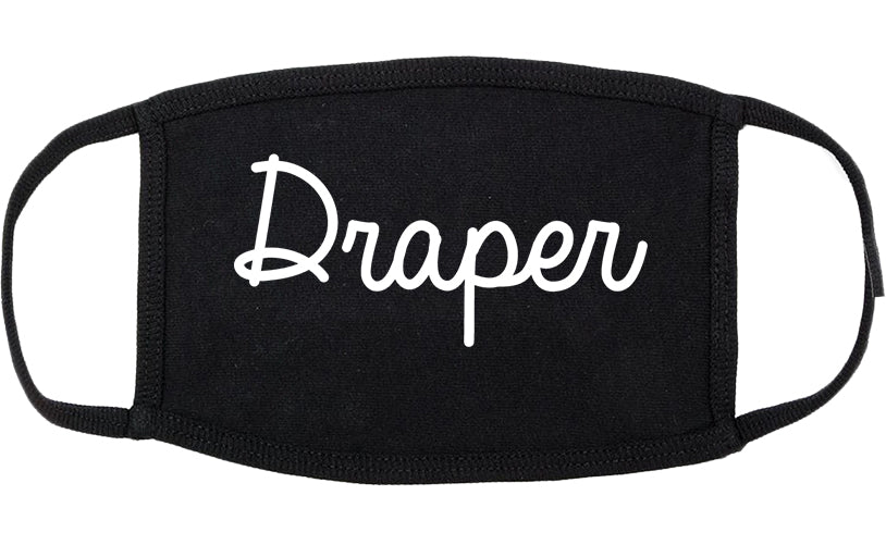 Draper Utah UT Script Cotton Face Mask Black