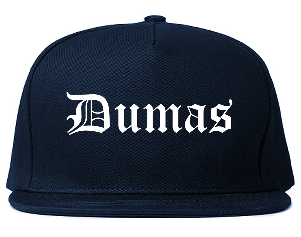 Dumas Arkansas AR Old English Mens Snapback Hat Navy Blue
