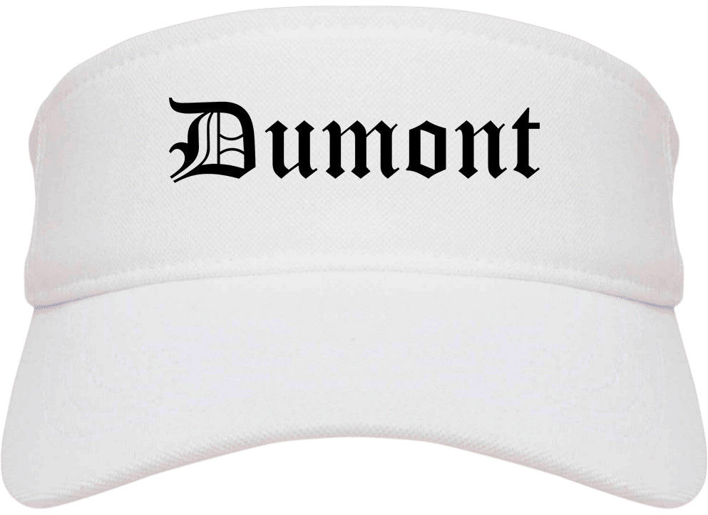 Dumont New Jersey NJ Old English Mens Visor Cap Hat White