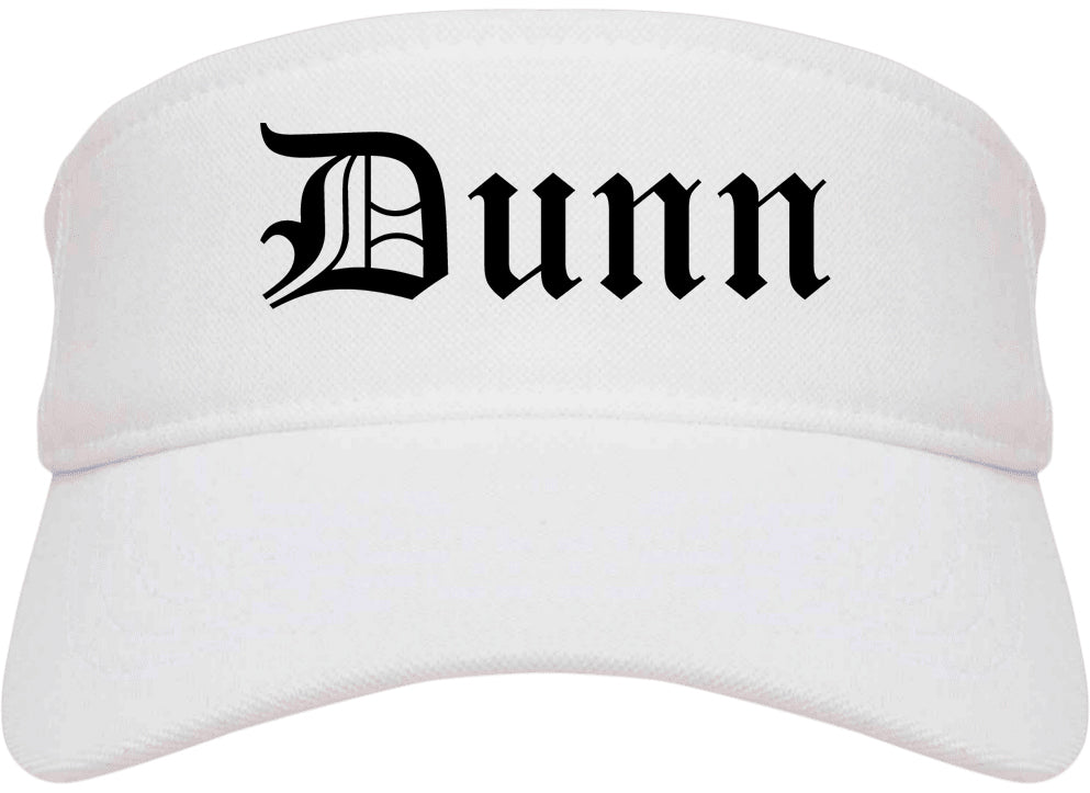 Dunn North Carolina NC Old English Mens Visor Cap Hat White