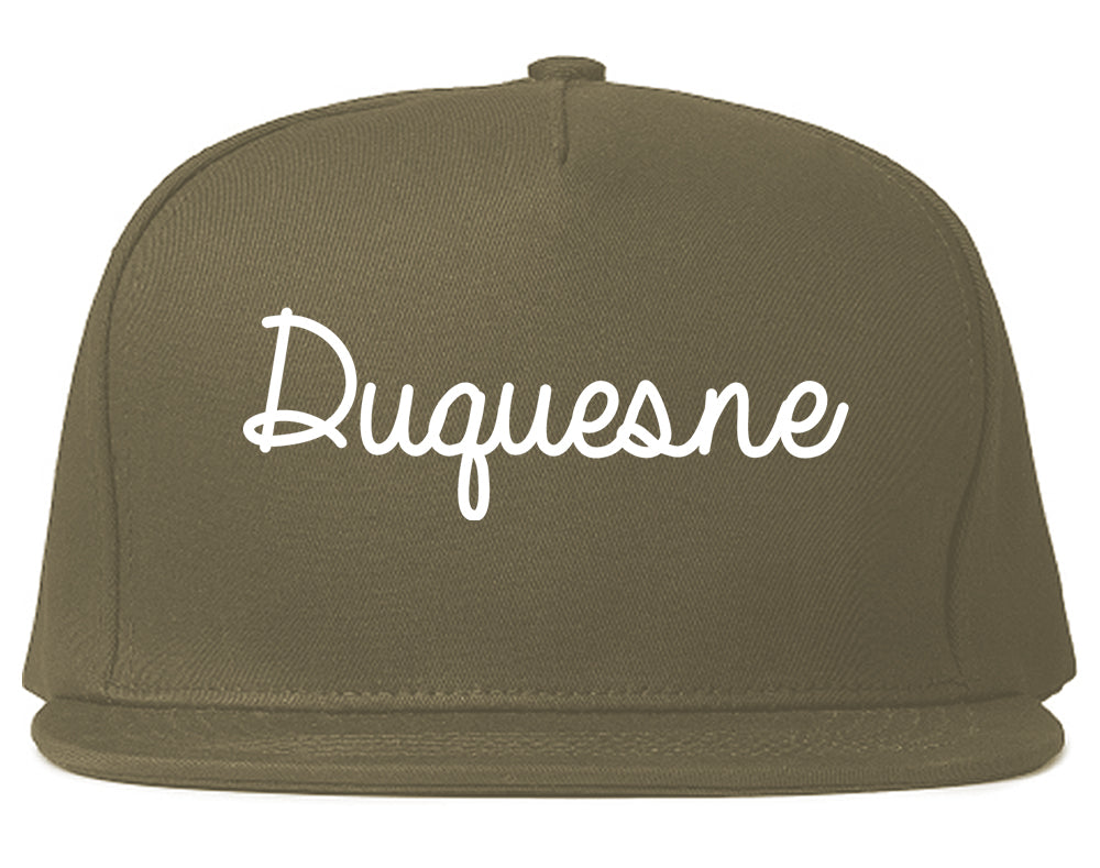 Duquesne Pennsylvania PA Script Mens Snapback Hat Grey