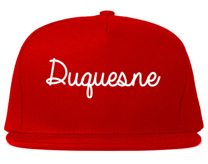 Duquesne Pennsylvania PA Script Mens Snapback Hat Red
