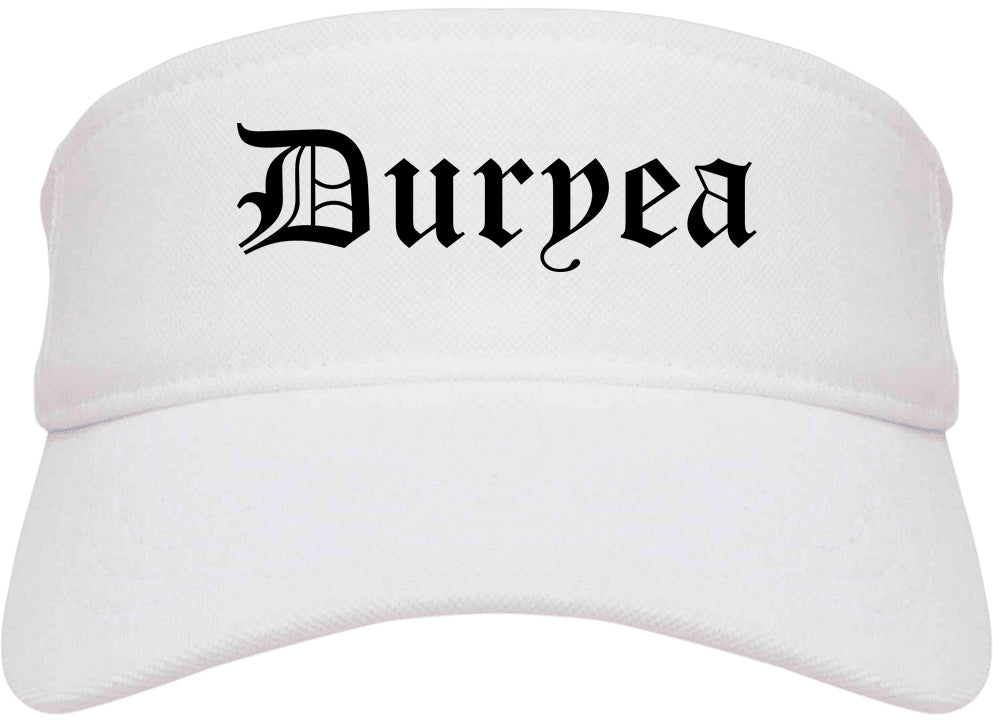 Duryea Pennsylvania PA Old English Mens Visor Cap Hat White