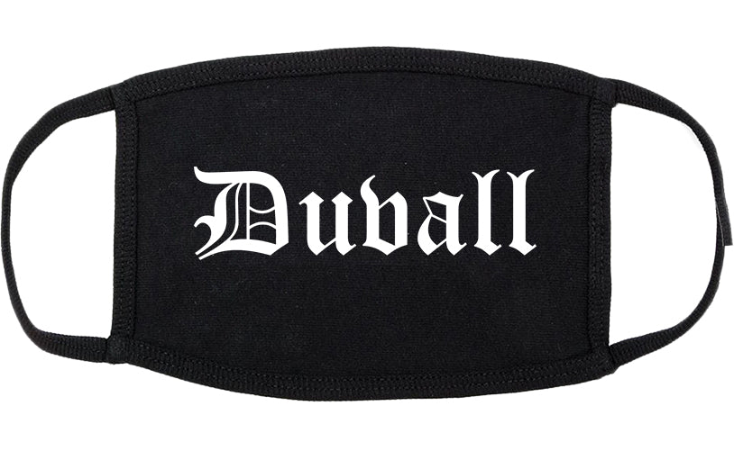 Duvall Washington WA Old English Cotton Face Mask Black