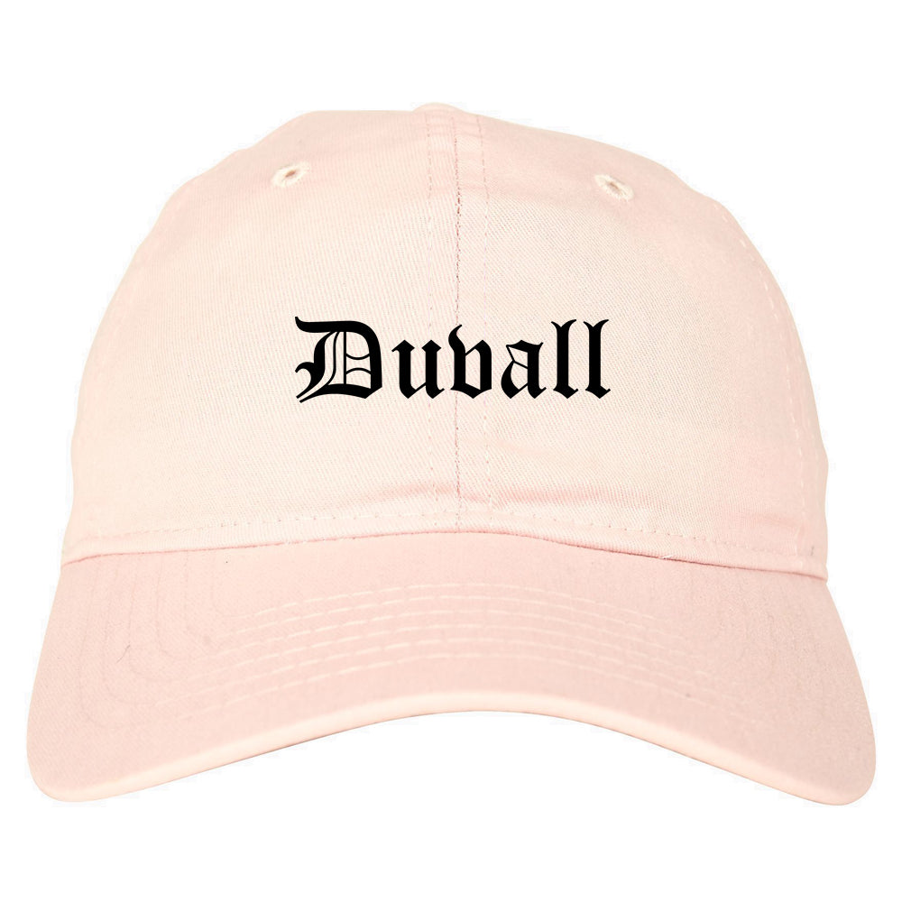 Duvall Washington WA Old English Mens Dad Hat Baseball Cap Pink