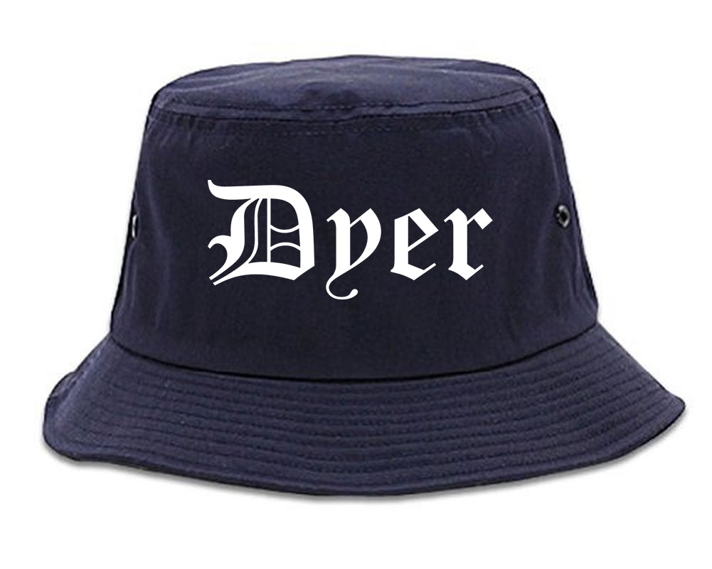 Dyer Indiana IN Old English Mens Bucket Hat Navy Blue