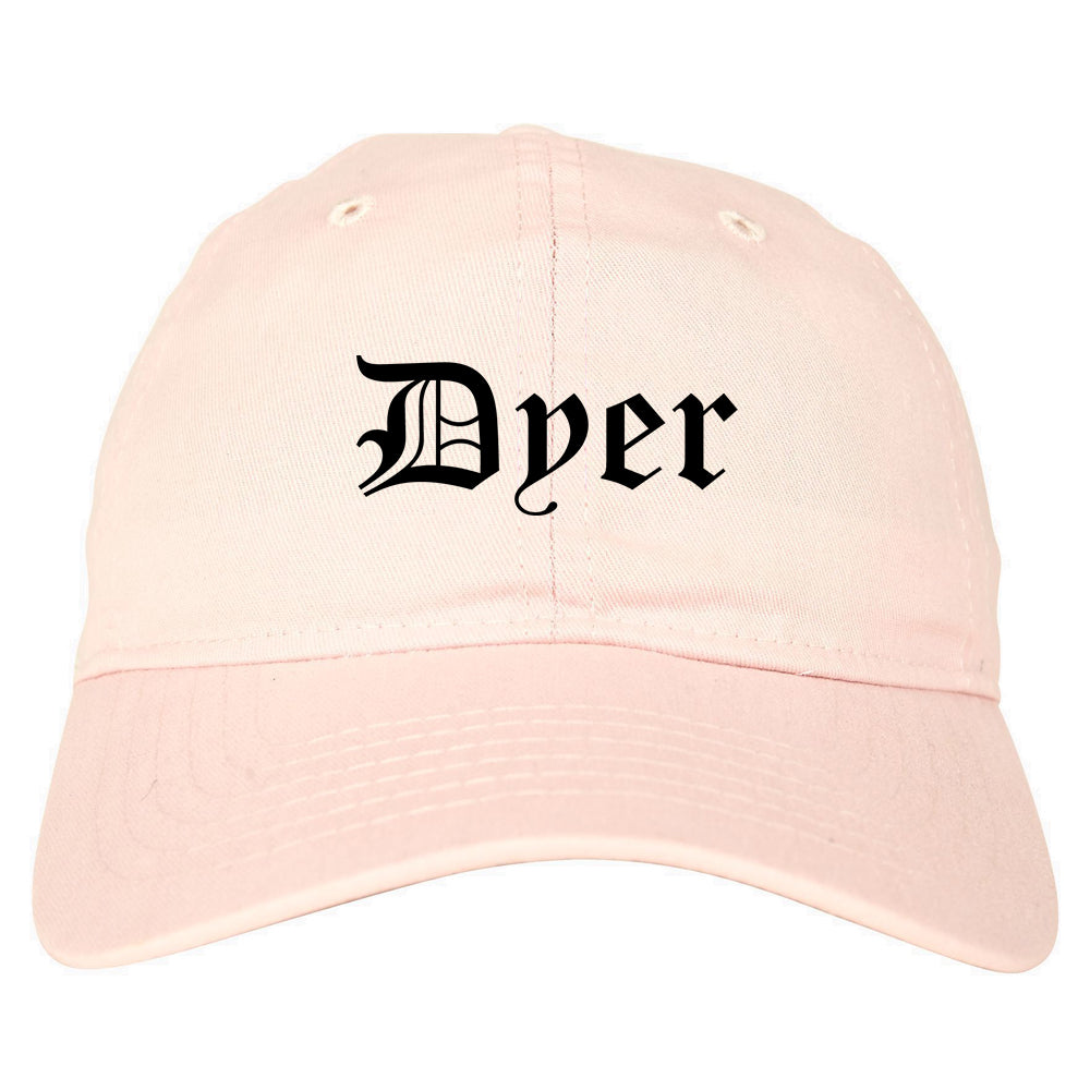 Dyer Indiana IN Old English Mens Dad Hat Baseball Cap Pink