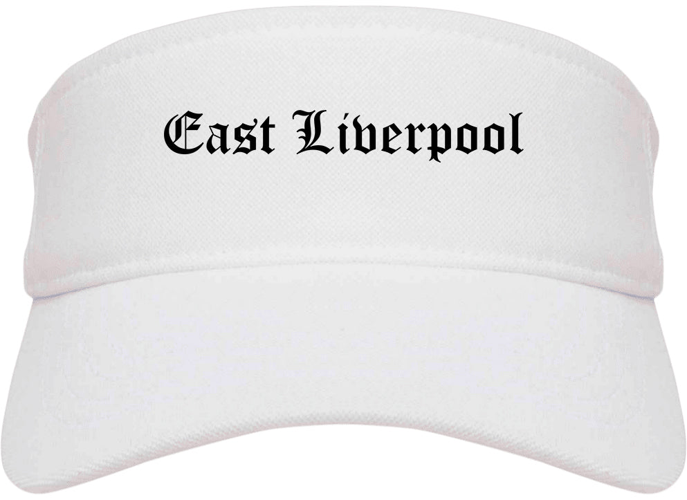 East Liverpool Ohio OH Old English Mens Visor Cap Hat White