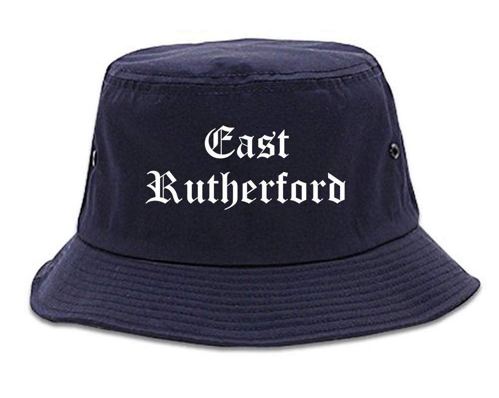 East Rutherford New Jersey NJ Old English Mens Bucket Hat Navy Blue