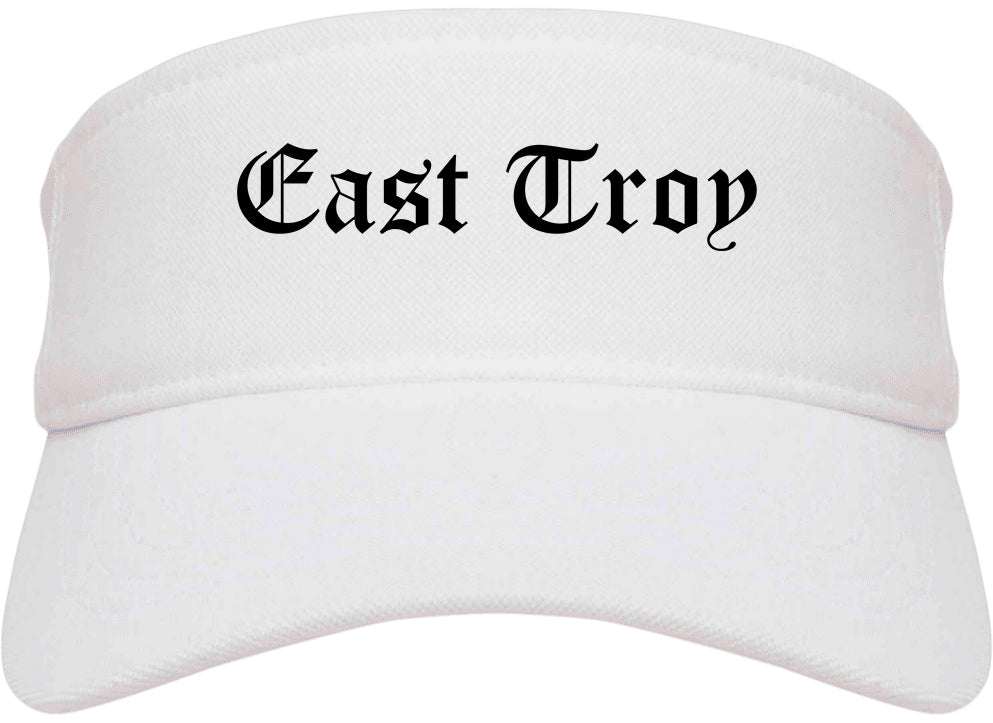 East Troy Wisconsin WI Old English Mens Visor Cap Hat White