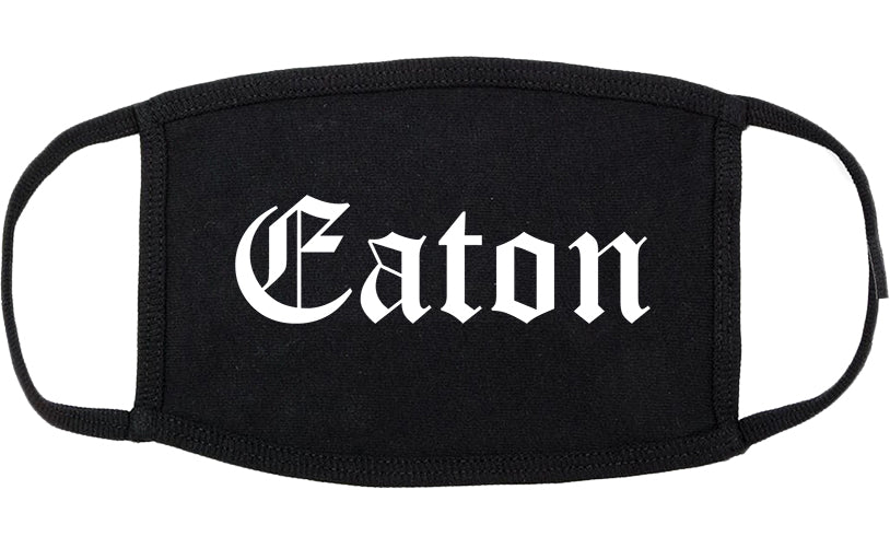 Eaton Ohio OH Old English Cotton Face Mask Black