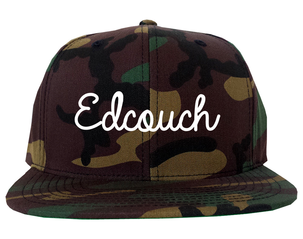 Edcouch Texas TX Script Mens Snapback Hat Army Camo
