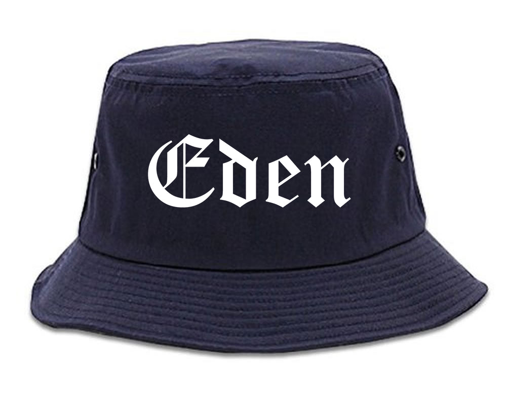 Eden North Carolina NC Old English Mens Bucket Hat Navy Blue