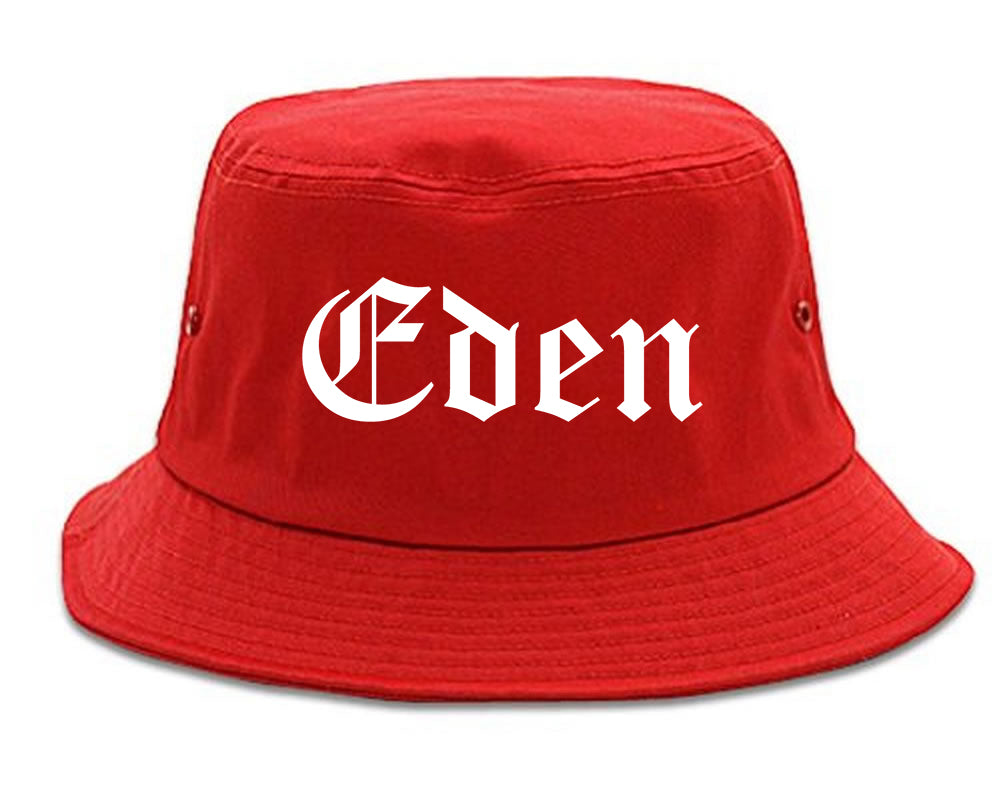 Eden North Carolina NC Old English Mens Bucket Hat Red