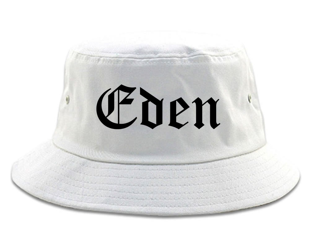 Eden North Carolina NC Old English Mens Bucket Hat White