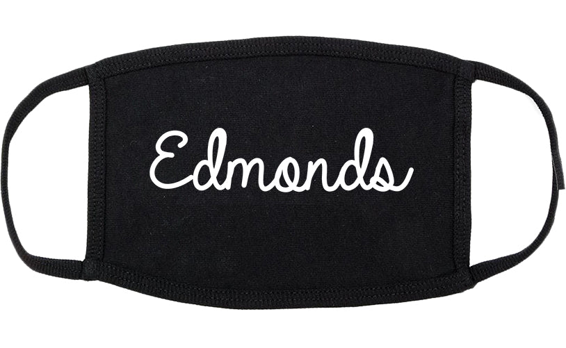 Edmonds Washington WA Script Cotton Face Mask Black