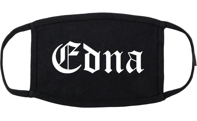 Edna Texas TX Old English Cotton Face Mask Black