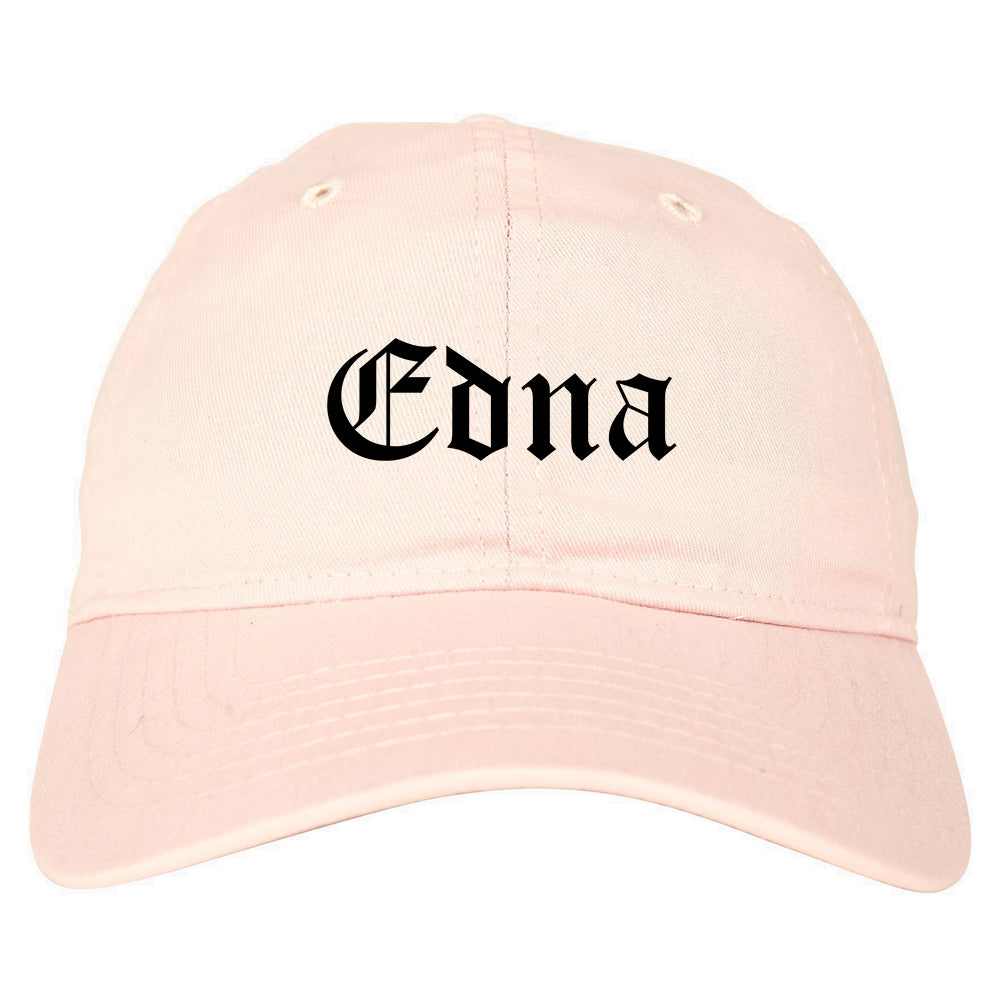 Edna Texas TX Old English Mens Dad Hat Baseball Cap Pink