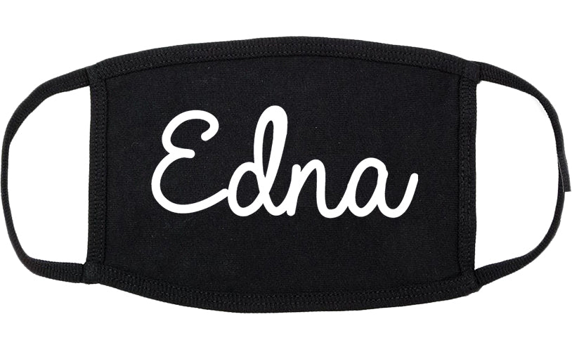 Edna Texas TX Script Cotton Face Mask Black
