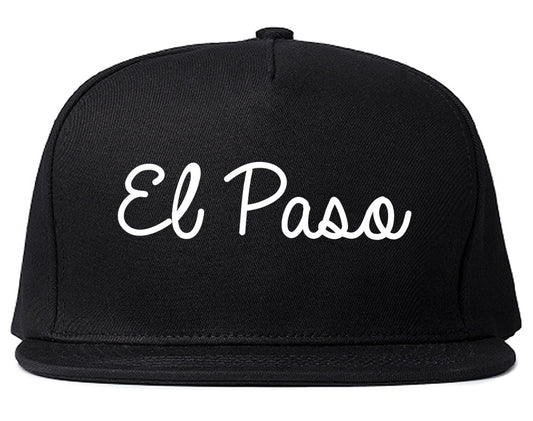 El Paso Texas TX Script Mens Snapback Hat Black