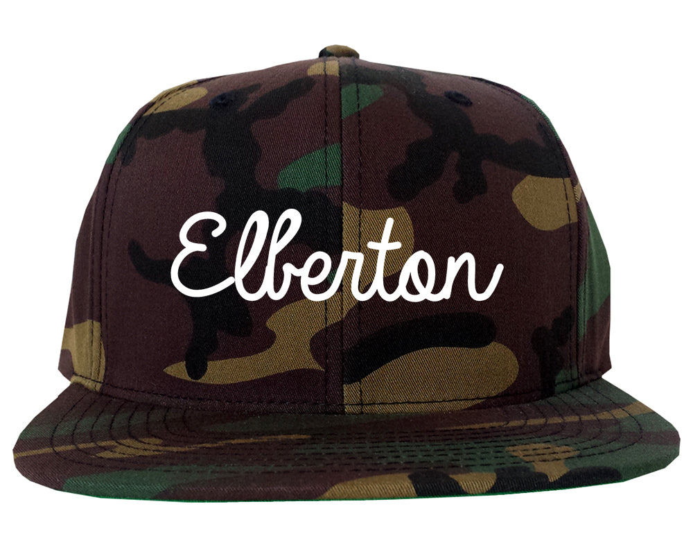 Elberton Georgia GA Script Mens Snapback Hat Army Camo
