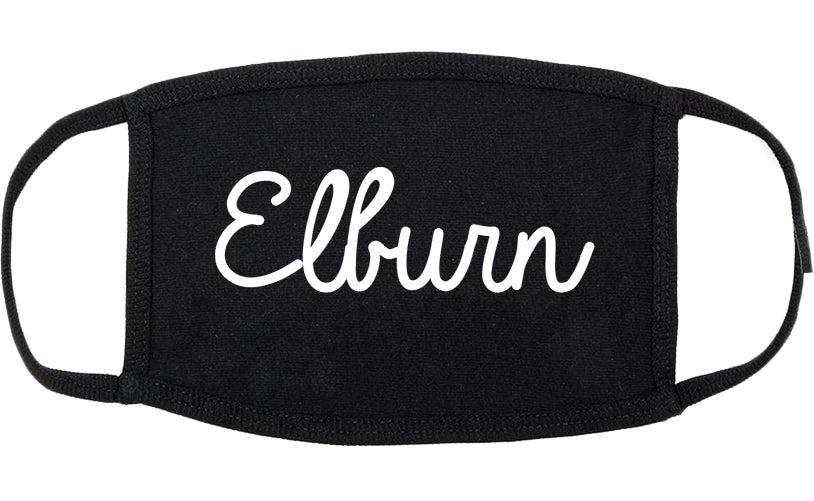 Elburn Illinois IL Script Cotton Face Mask Black
