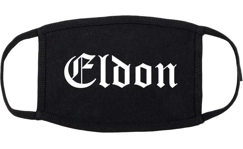 Eldon Missouri MO Old English Cotton Face Mask Black