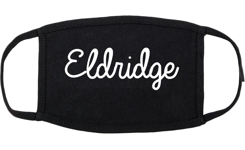 Eldridge Iowa IA Script Cotton Face Mask Black