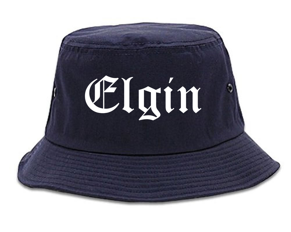 Elgin Texas TX Old English Mens Bucket Hat Navy Blue
