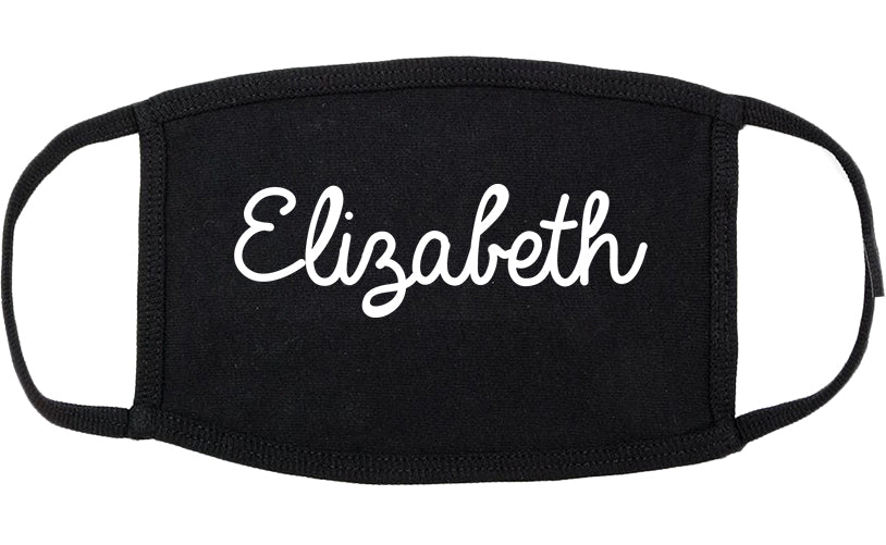 Elizabeth New Jersey NJ Script Cotton Face Mask Black