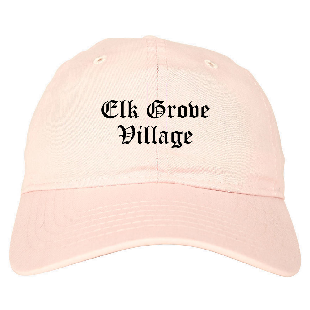 Elk Grove Village Illinois IL Old English Mens Dad Hat Baseball Cap Pink