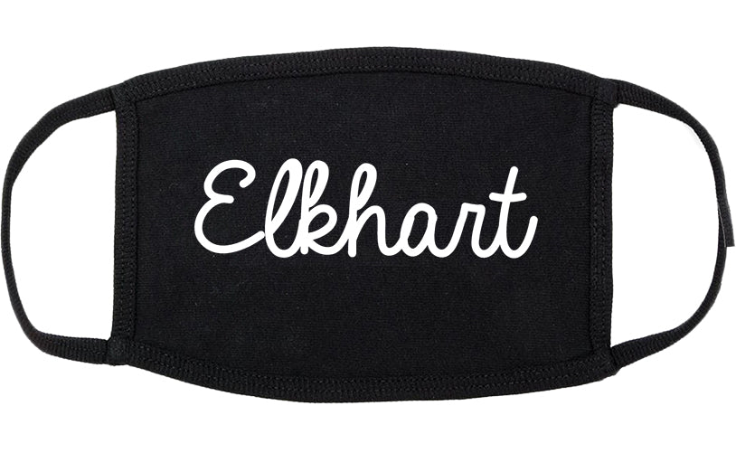 Elkhart Indiana IN Script Cotton Face Mask Black
