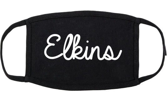Elkins West Virginia WV Script Cotton Face Mask Black
